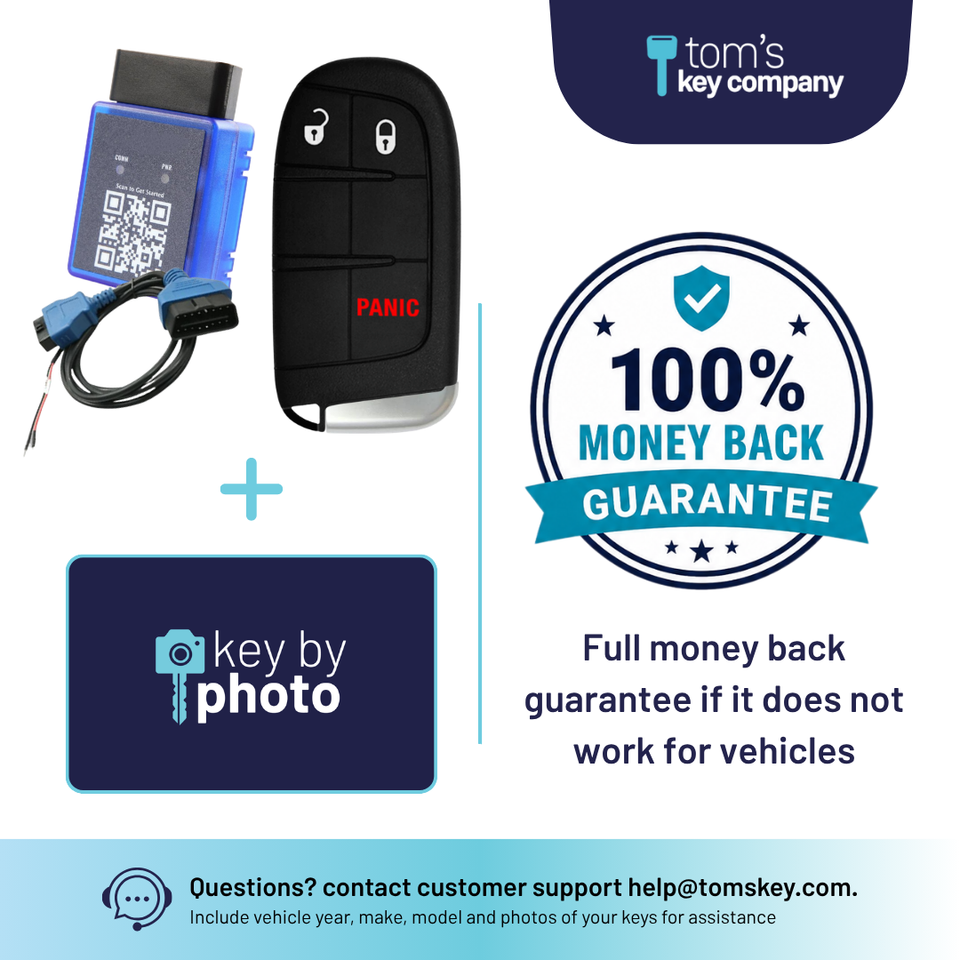 Ultimate DIY Car Key Replacement Kit for Dodge Durango (2018–2026), Dodge Journey (2018-2020), & Jeep Grand Cherokee (2018-2021) – 3 Button Smart Key w/ PairMyKey, Bypass Cable & Key by Photo (DJSK-3B-TMB-PMKA-BC-KBP-UKB)