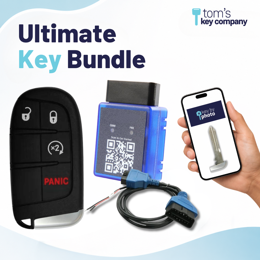 Ultimate DIY Car Key Replacement Kit for Dodge Durango (2018–2026), Dodge Journey (2018-2020), & Jeep Grand Cherokee (2018-2021) – 4 Button Smart Key w/ PairMyKey, Bypass Cable & Key by Photo (DJSK-4B-RS-TMB-KBP-UKB)