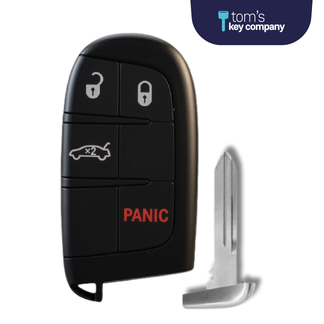 Brand New Aftermarket Smart Key 4-Button with Trunk Release for Select Chrysler and Dodge Vehicles - PBC (DJSK-4B-TR-M3M-TMB)