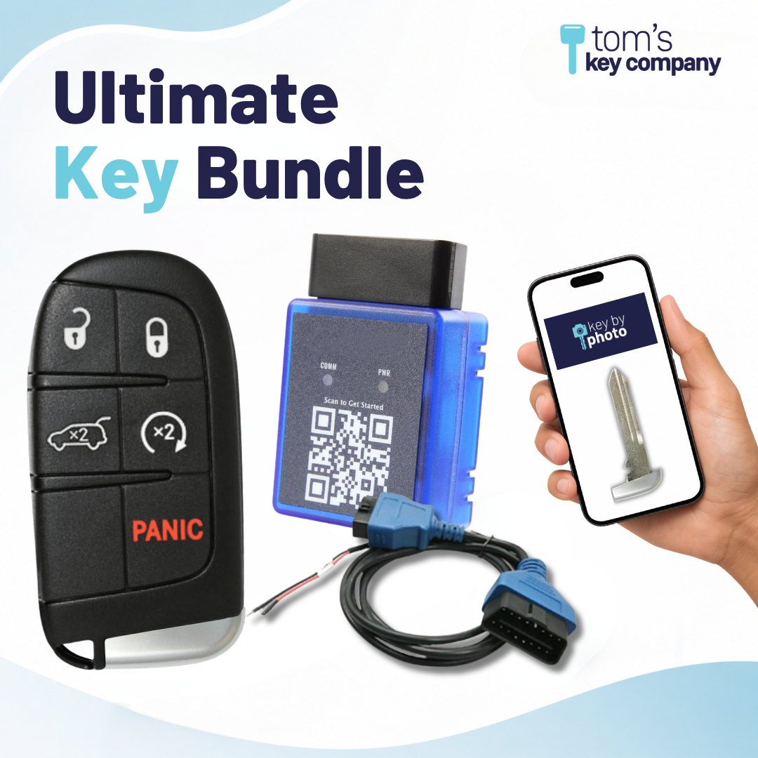 Ultimate DIY Car Key Replacement Kit for Dodge Durango (2018–2026), Dodge Journey (2018-2020), & Jeep Grand Cherokee (2018-2021) – 5 Button Smart Key w/ PairMyKey, Bypass Cable & Key by Photo (DJSK-5B-HATCH-RS-TMB-KBP-UKB)