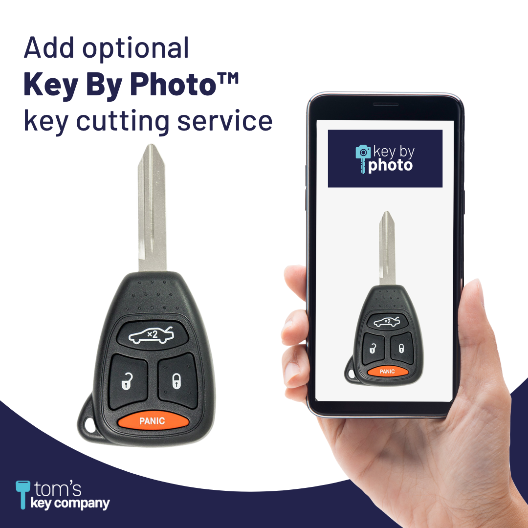 Brand New Aftermarket 4-Button Remote Key with Lock, Unlock, Remote Start, Panic for Select Dodge Vehicles (DODCK-4B-TR-871-K)