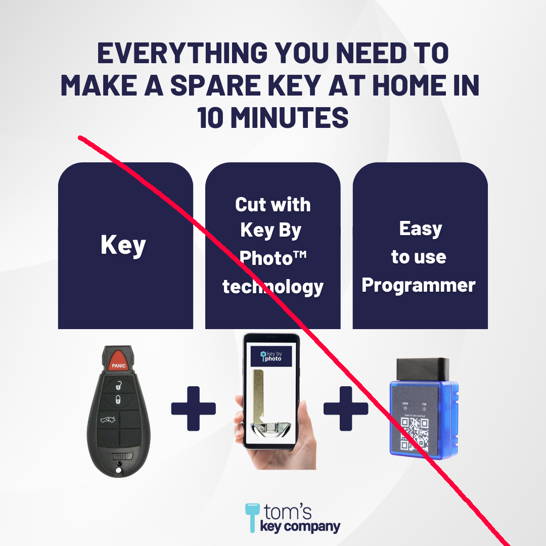 Like New Refurbished 4-Button FOBIK with Lock, Unlock, Remote Start, Panic for Select Dodge Vehicles (DODFOBIK-4B-RS-2-REF-K)