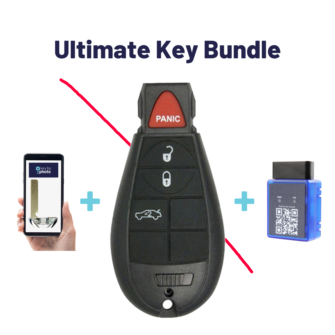 Like New Refurbished 4-Button FOBIK with Lock, Unlock, Remote Start, Panic for Select Dodge Vehicles (DODFOBIK-4B-RS-2-REF-K)