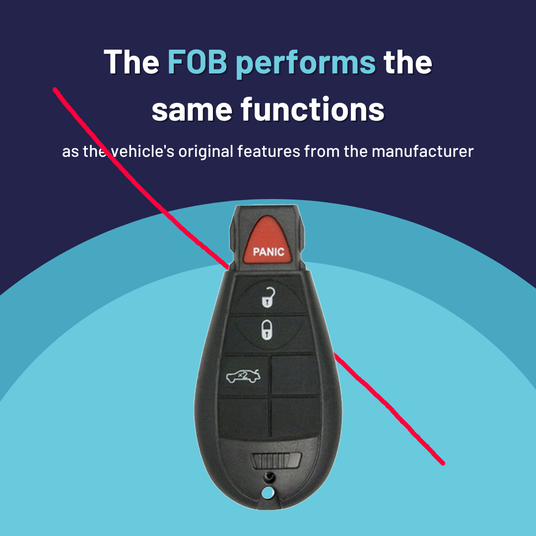 Like New Refurbished 4-Button FOBIK with Lock, Unlock, Remote Start, Panic for Select Dodge Vehicles (DODFOBIK-4B-RS-2-REF-K)