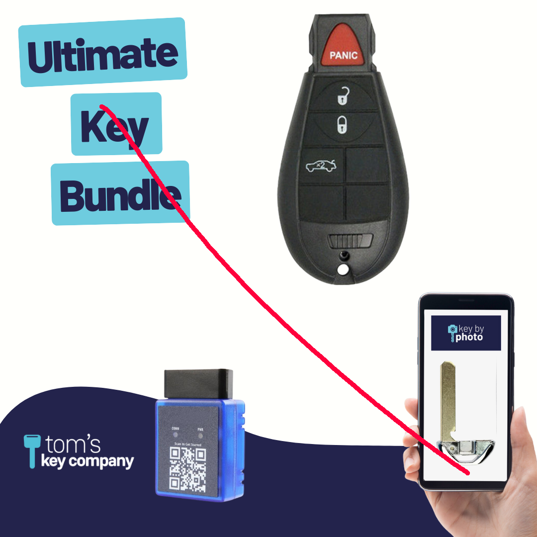 Like New Refurbished 4-Button FOBIK with Lock, Unlock, Remote Start, Panic for Select Dodge Vehicles (DODFOBIK-4B-RS-2-REF-K)