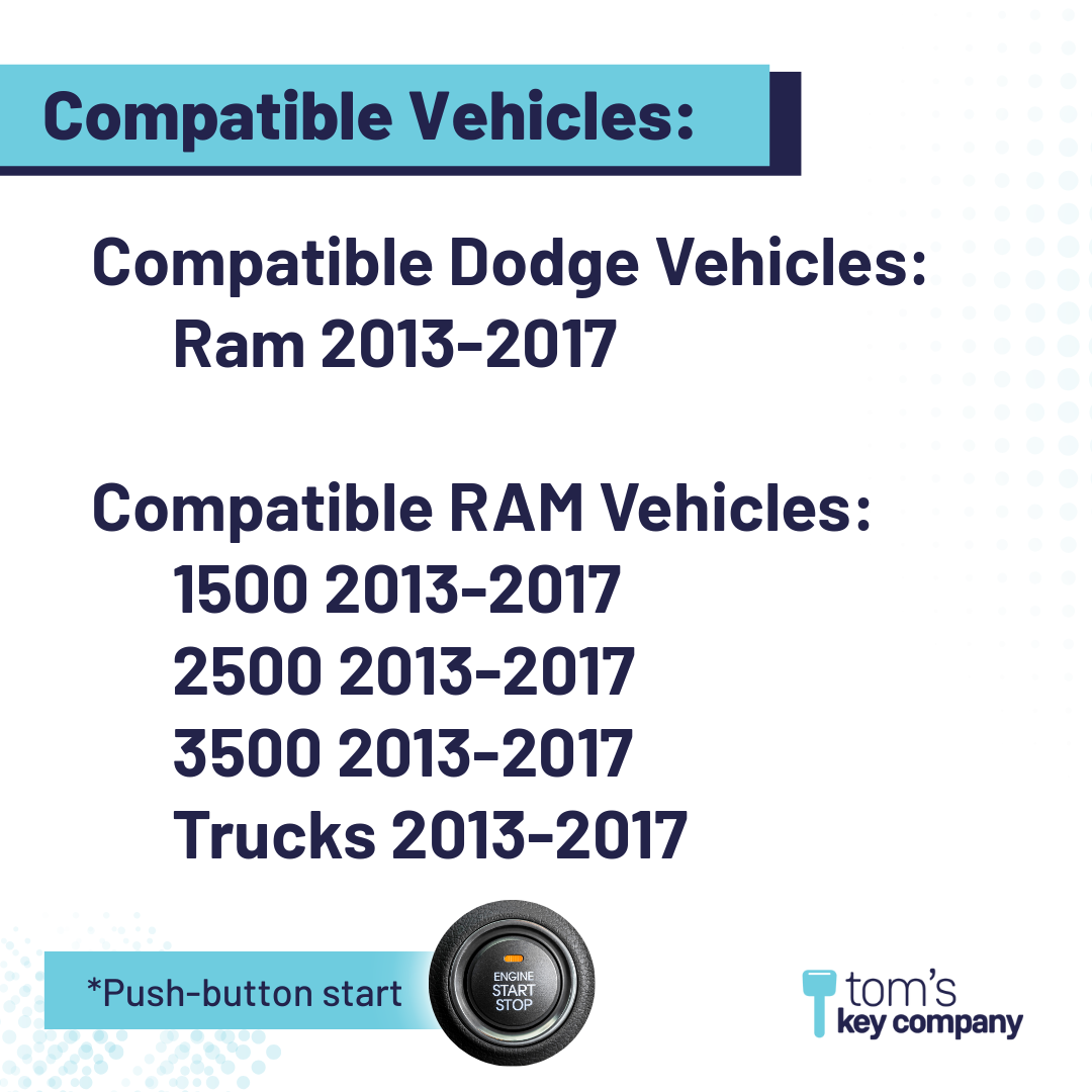 Ultimate Smart Key Bundle with Programming Tool, Refurbished 4-Button Smart Key Fob and Key By Photo for Select Dodge and RAM Vehicles (DODSK-4B-607-K-UKB)