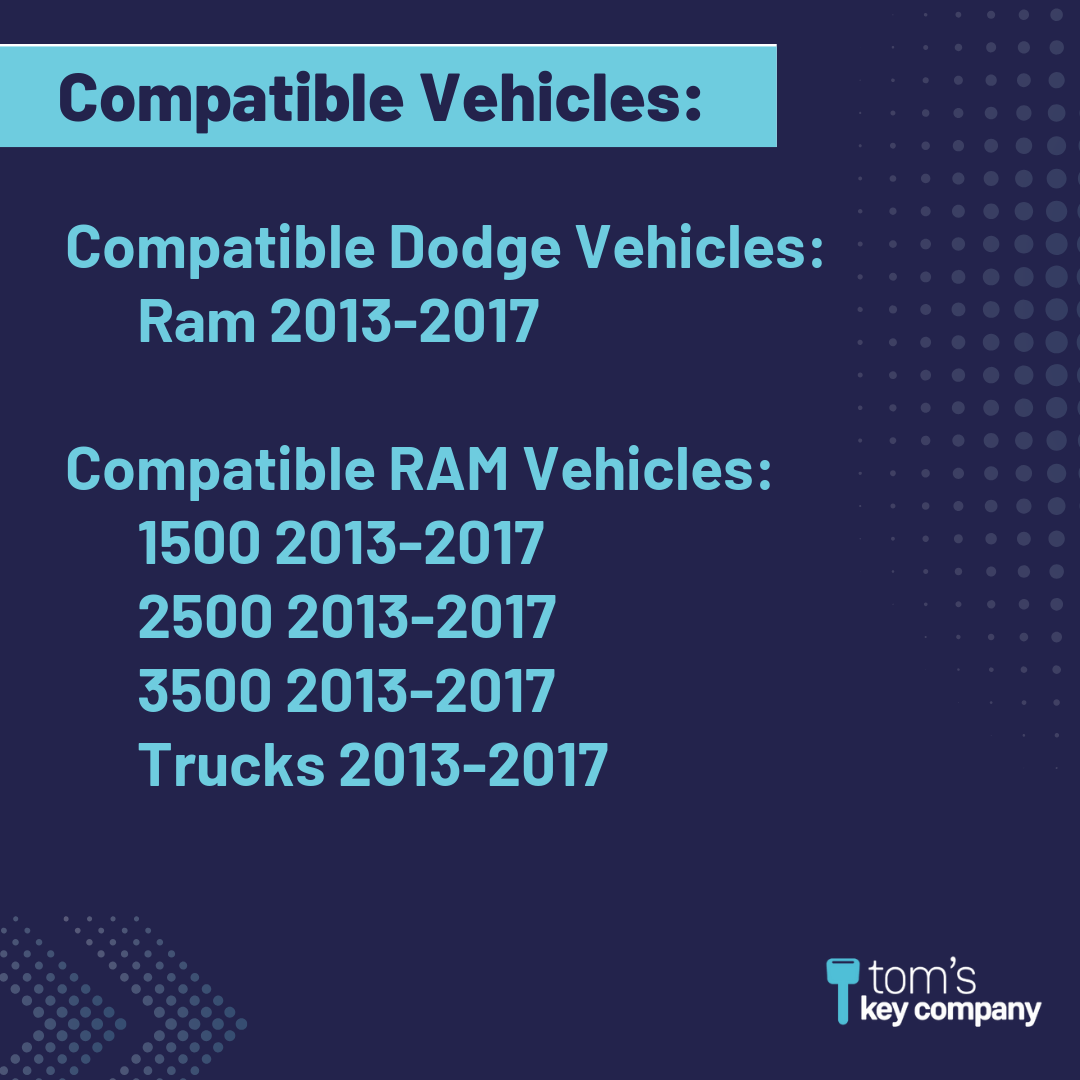 Like New Refurbished 4-Button Smart Key Fob with Lock, Unlock, Remote Start, Panic for Select Dodge and RAM Vehicles (DODSK-4B-607-K)