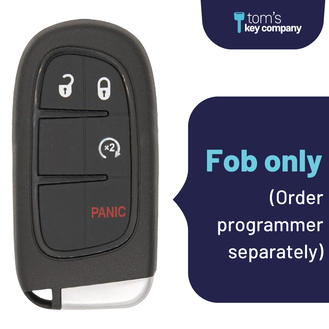 Like New Refurbished 4-Button Smart Key Fob with Lock, Unlock, Remote Start, Panic for Select Dodge and RAM Vehicles (DODSK-4B-607-K)