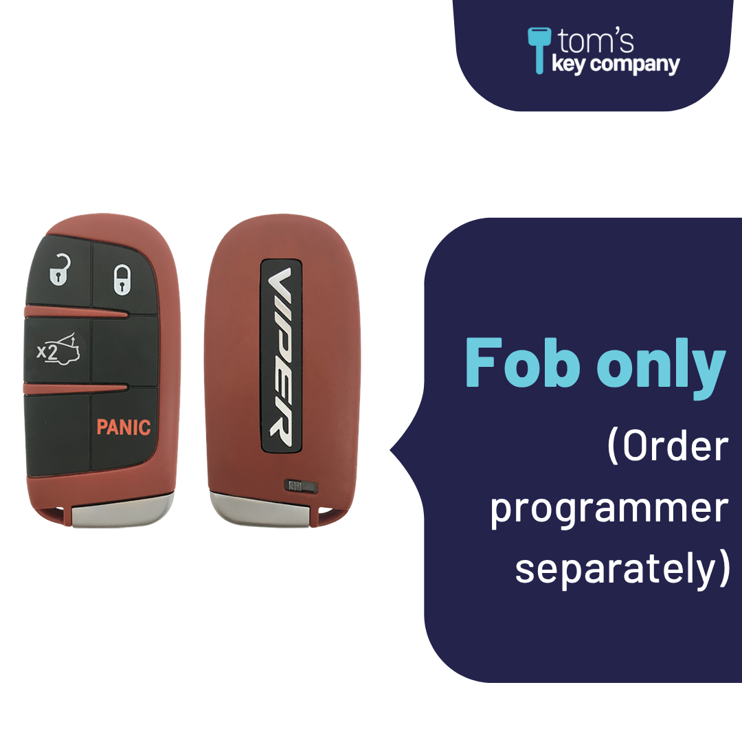 Like New Refurbished 4-Button Smart Key Fob with Lock, Unlock, Trunk, Panic for Select Dodge Vehicles (DODSK-4B-TR-1640-REF-K)
