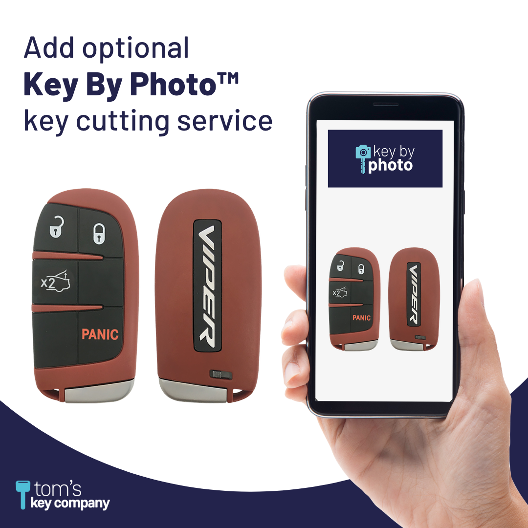 Like New Refurbished 4-Button Smart Key Fob with Lock, Unlock, Trunk, Panic for Select Dodge Vehicles (DODSK-4B-TR-1640-REF-K)
