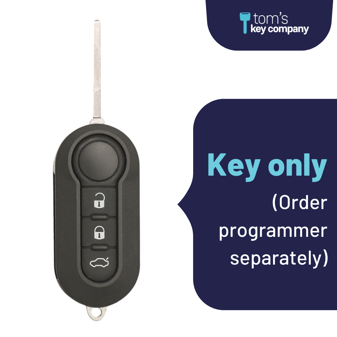 Brand New Aftermarket 3 Button Flip Key with Trunk Release for Select Fiat 500 and 500e Vehicles