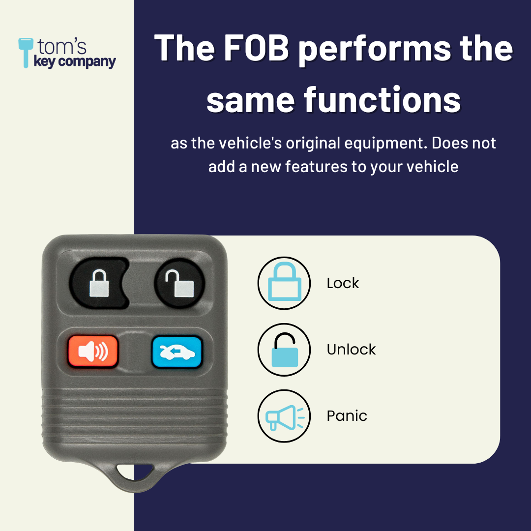 Brand New Aftermarket 4 Button Remote Fob with Trunk Release for Select Ford and Mercury Vehicles (FOR-4B-TR-343-FOB)