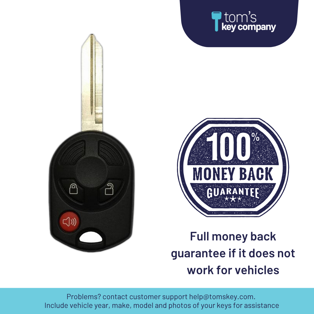 Brand New Aftermarket 3-Button Remote Key with Lock, Unlock, Panic for Select Ford Vehicles (FORCK-3B-R7016-REF-K)