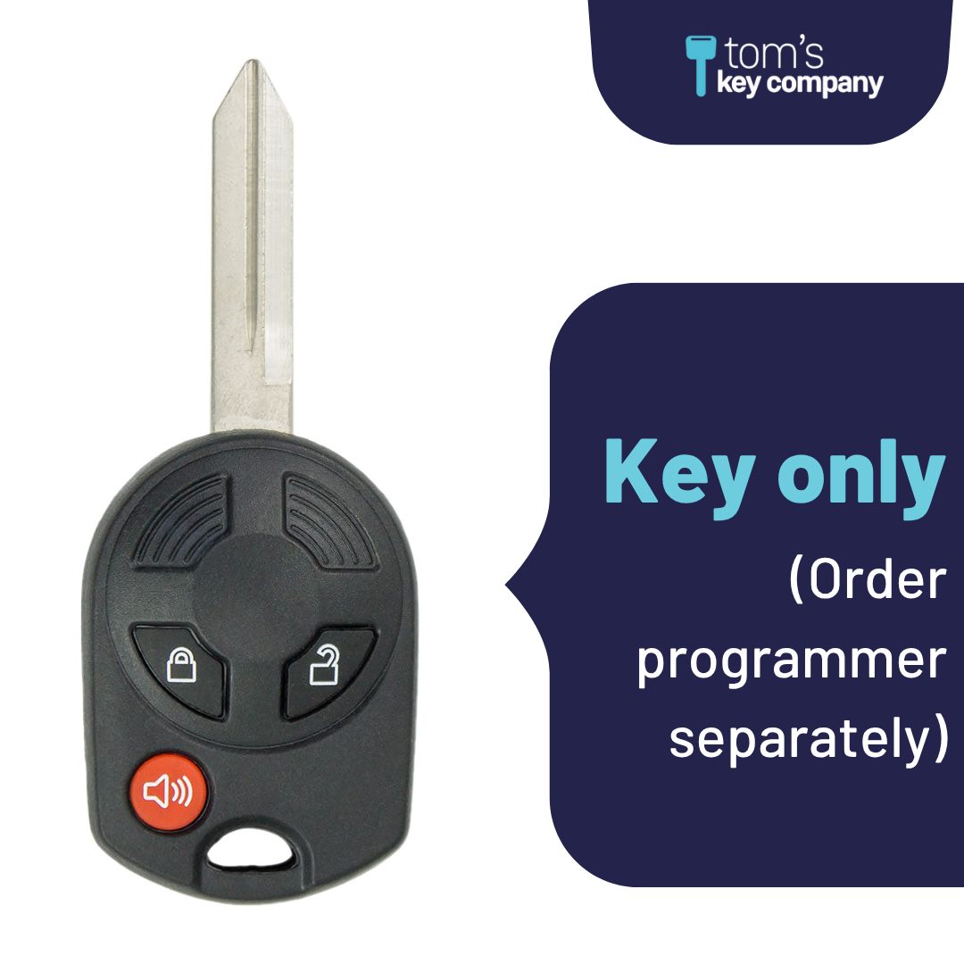 Brand New Aftermarket 3-Button Remote Key with Lock, Unlock, Panic for Select Ford Vehicles (FORCK-3B-R7043-K)