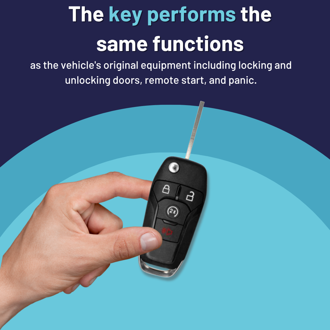 Brand New Uncut Aftermarket 4 Button Flip Key w/ Remote Start Feature for Select Ford Vehicles