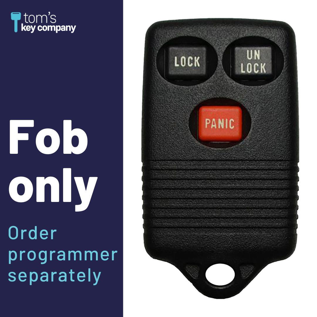 Brand New Aftermarket 3-Button Remote Fob with Lock, Unlock, Panic for Select Ford Vehicles (FORFOB-3B-752-RC-K)