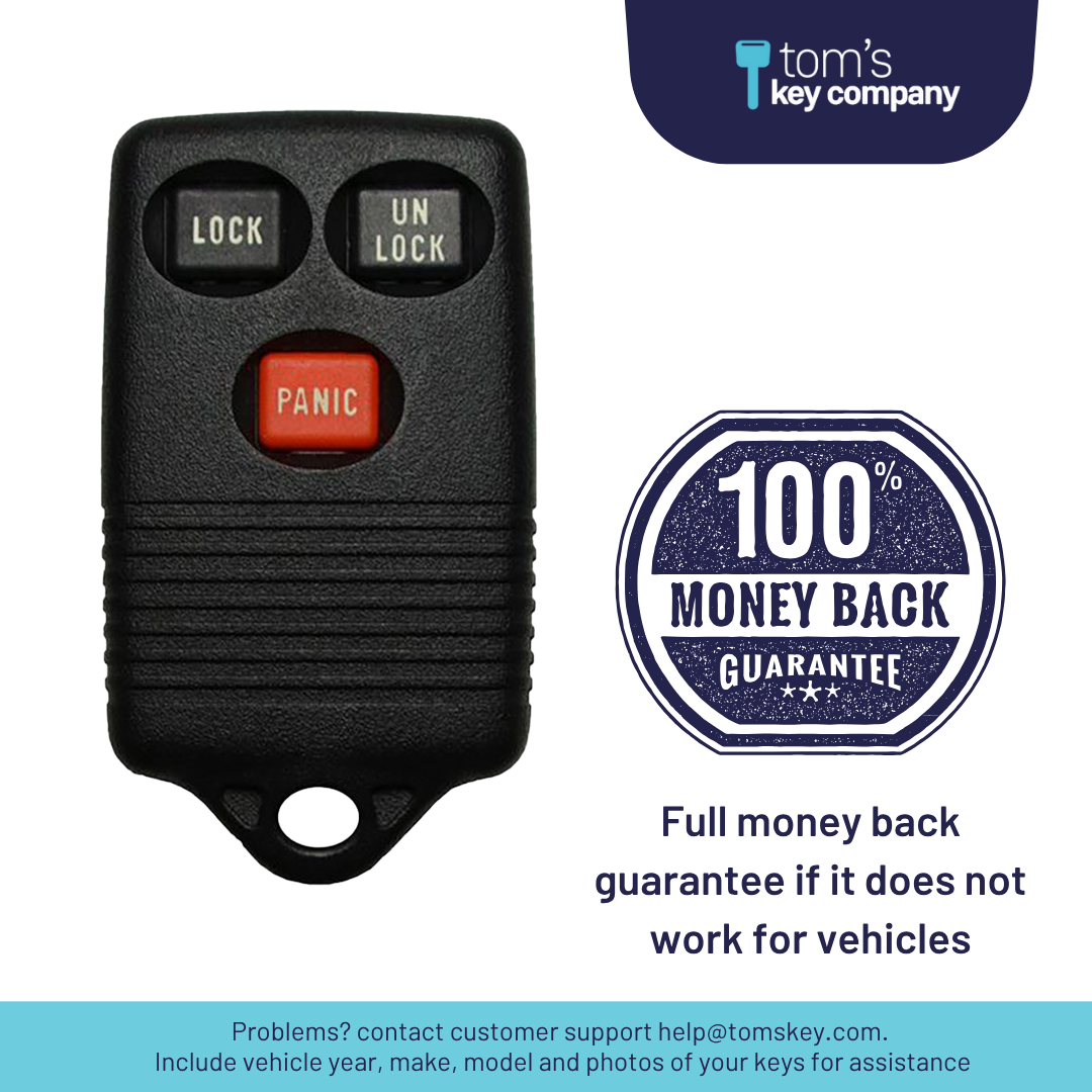 Brand New Aftermarket 3-Button Remote Fob with Lock, Unlock, Panic for Select Ford Vehicles (FORFOB-3B-752-RC-K)