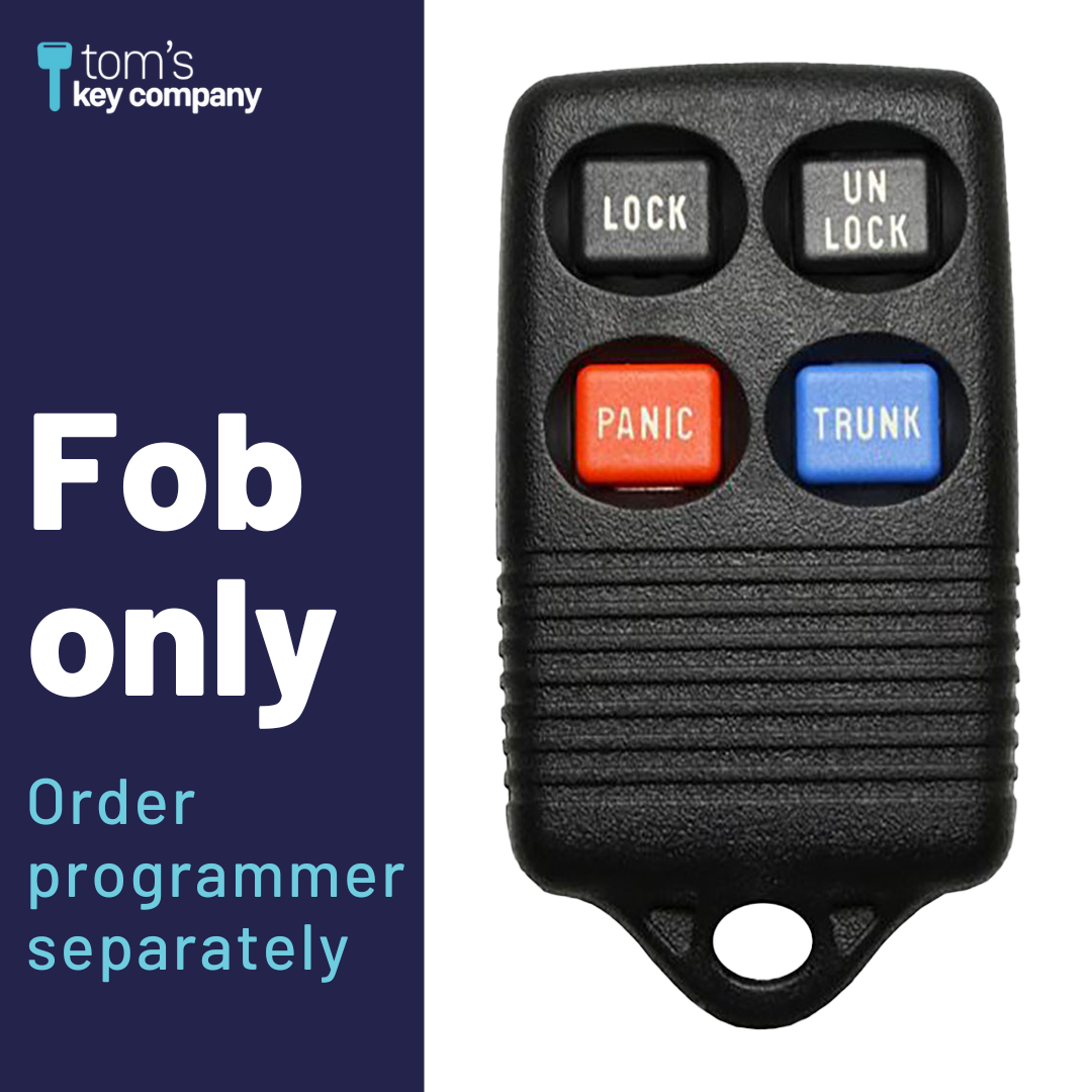 Brand New Aftermarket 4-Button Remote Fob with Lock, Unlock, Trunk, Panic for Select Ford and Mercury Vehicles (FORFOB-4B-TR-756-RC-K)