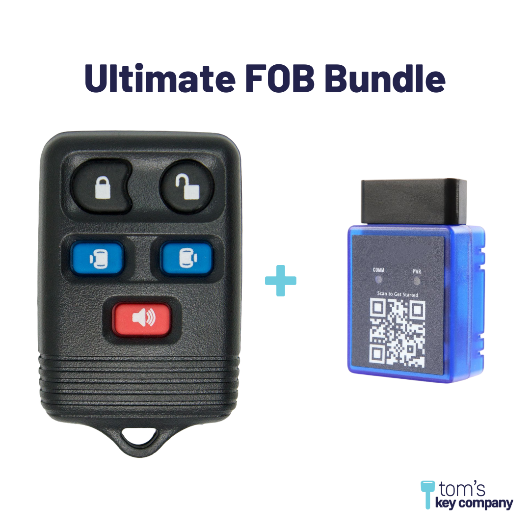 Ultimate Remote FOB Bundle with Programming Tool and Aftermarket 5 Button Remote FOB for Select Ford, Lincoln and Mercury Vehicles (FORFOB-5B-759-K-UKB)