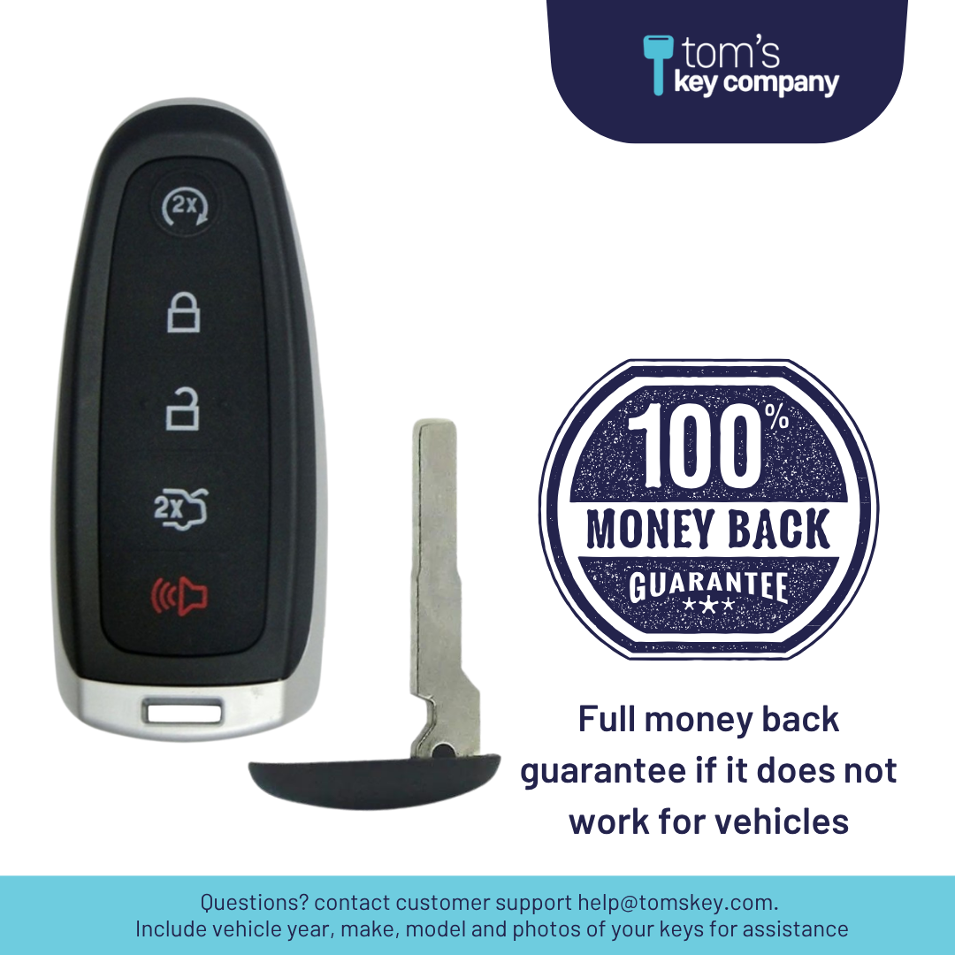 Brand New Aftermarket 5-Button Smart Key with Remote Start and Trunk Release for Select Ford Vehicles (FORPSK-5B-TRS-FOB-PDL)