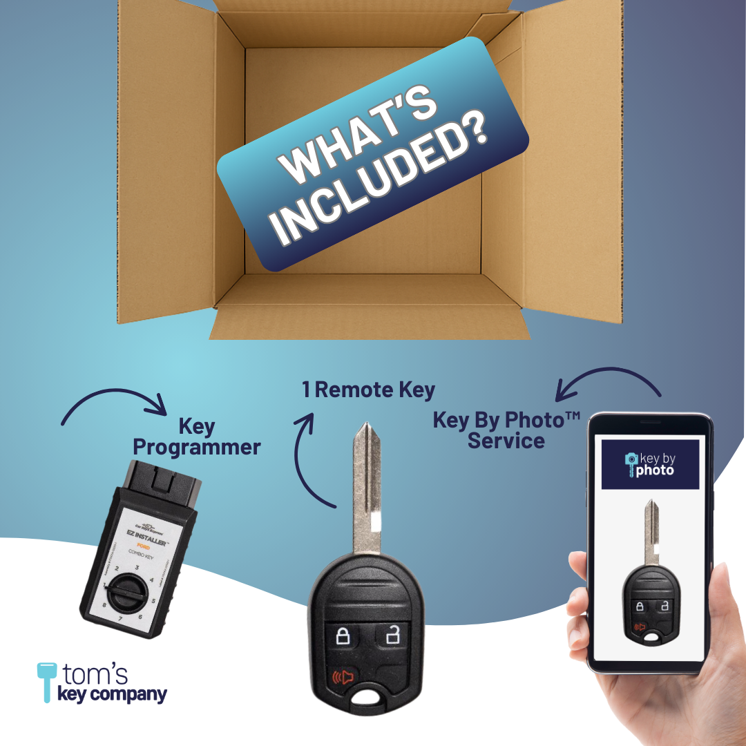 Ultimate Key Bundle DIY Car Key Replacement Kit with SimpleKey™ Programmer & Key By Photo™ Service | Ford and Lincoln with 3 Button Remote Key (FORRK3SK-KBP-UKB)