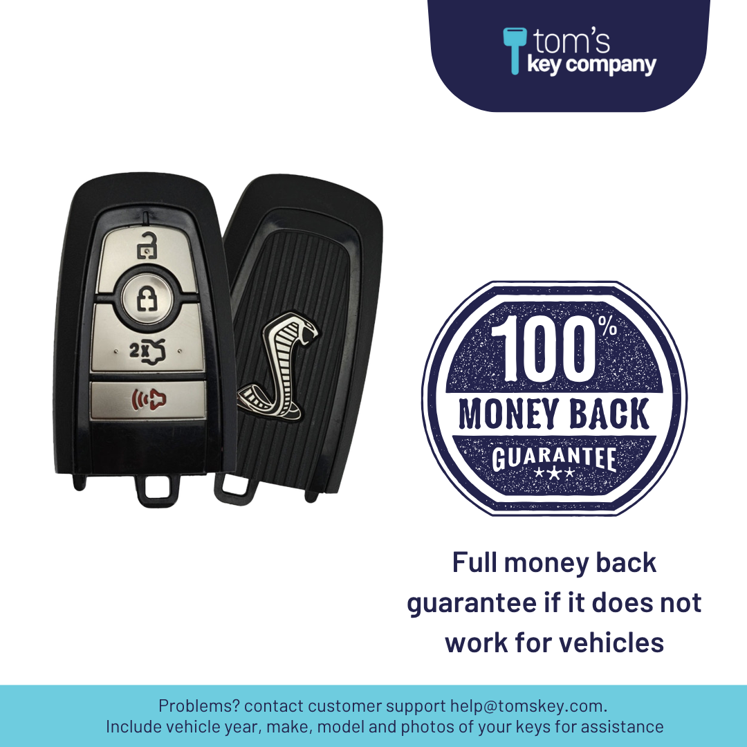 Like New Refurbished 4-Button Smart Key Fob with Lock, Unlock, Trunk, Panic for Select Ford Vehicles (FORSK-4B-TR-R8187-REF-K)