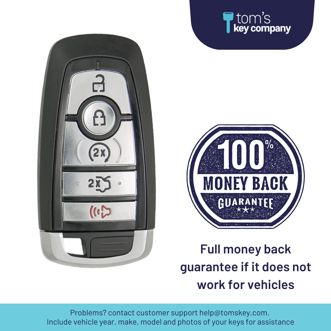 Ultimate Smart Key Bundle with Programming Tool, Refurbished 5-Button Smart Key Fob and Key By Photo for Select Lincoln Vehicles (FORSK-5B-FOB-HITAG-UKB)