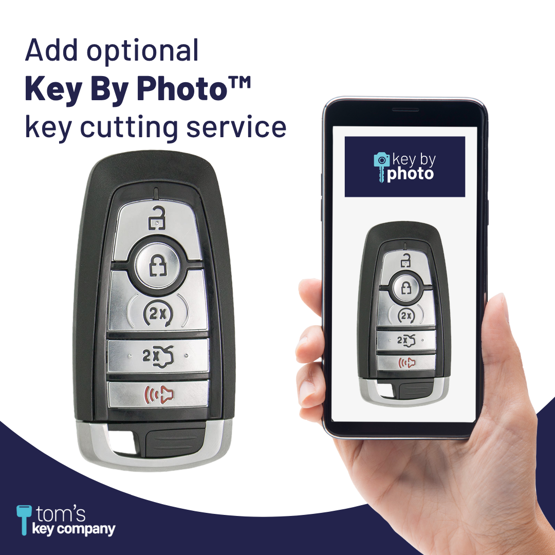 Brand New Aftermarket 5-Button Smart Key Fob with Lock, Unlock, Remote Start, Trunk, Panic for Select Ford and Lincoln Vehicles (FORSK-5B-FOB-HITAG)