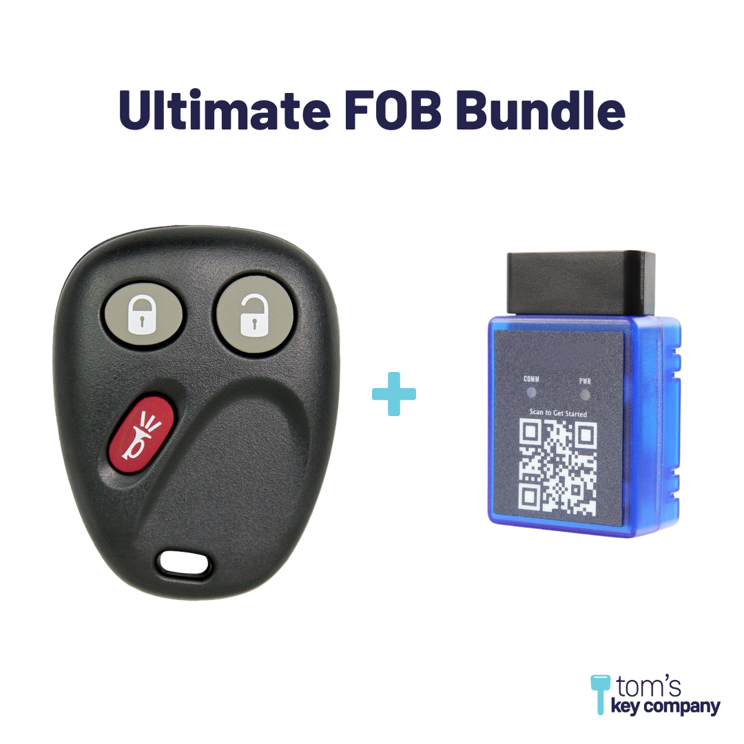 Ultimate Remote FOB Bundle with Programming Tool and Aftermarket 3 Button Remote FOB for Select GMC Vehicles (GMCFOB-3B-578-K-UKB)