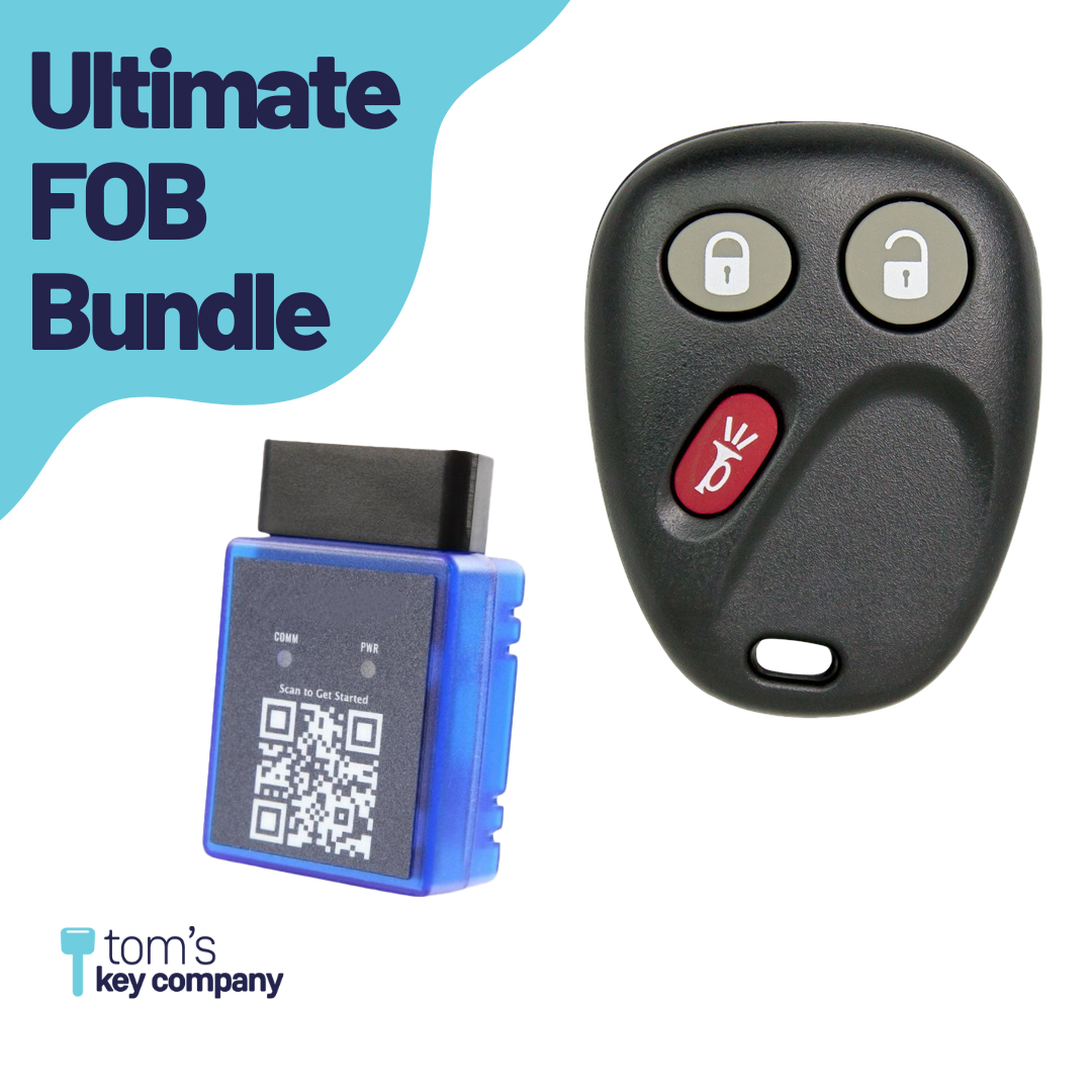 Ultimate Remote FOB Bundle with Programming Tool and Aftermarket 3 Button Remote FOB for Select GMC Vehicles (GMCFOB-3B-578-K-UKB)