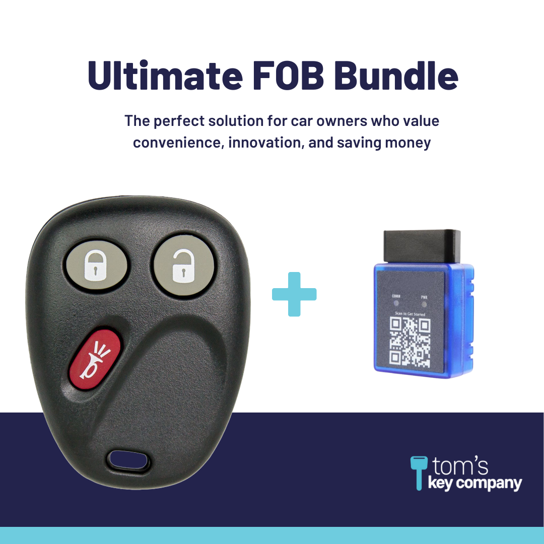Ultimate Remote FOB Bundle with Programming Tool and Aftermarket 3 Button Remote FOB for Select GMC Vehicles (GMCFOB-3B-578-K-UKB)