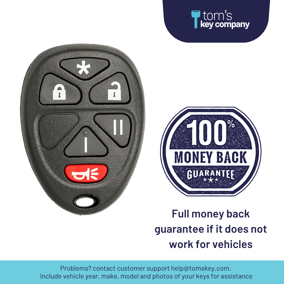 Brand New Aftermarket 6-Button Remote Fob with Lock, Unlock, Remote Start, Panic for Select GMC Vehicles (GMCFOB-6B-RS-967-K)