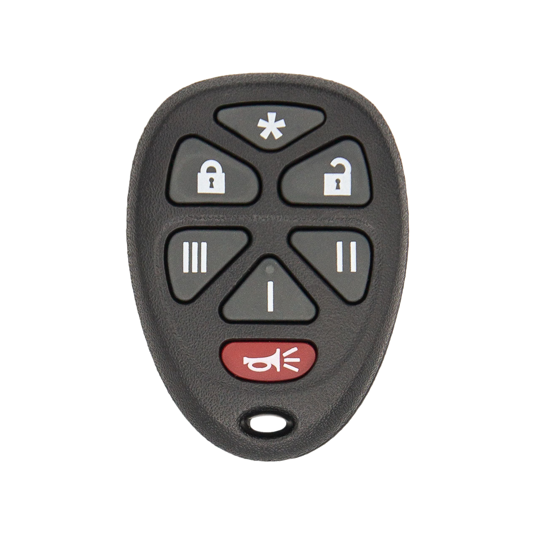 Brand New Aftermarket 7-Button Remote Fob with Lock, Unlock, Option 1, Option 2, Option 3, Option 4, Panic for Select GMC Vehicles (GMCFOB-7B-968-K)