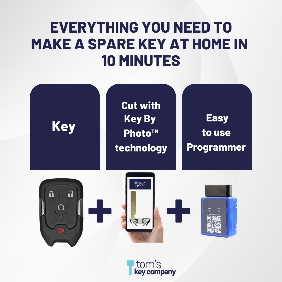 Ultimate Smart Key Bundle with Programming Tool, Aftermarket 4-Button Smart Key Fob and Key By Photo for Select GMC Vehicles (GMCSK-4B-860-K-UKB)