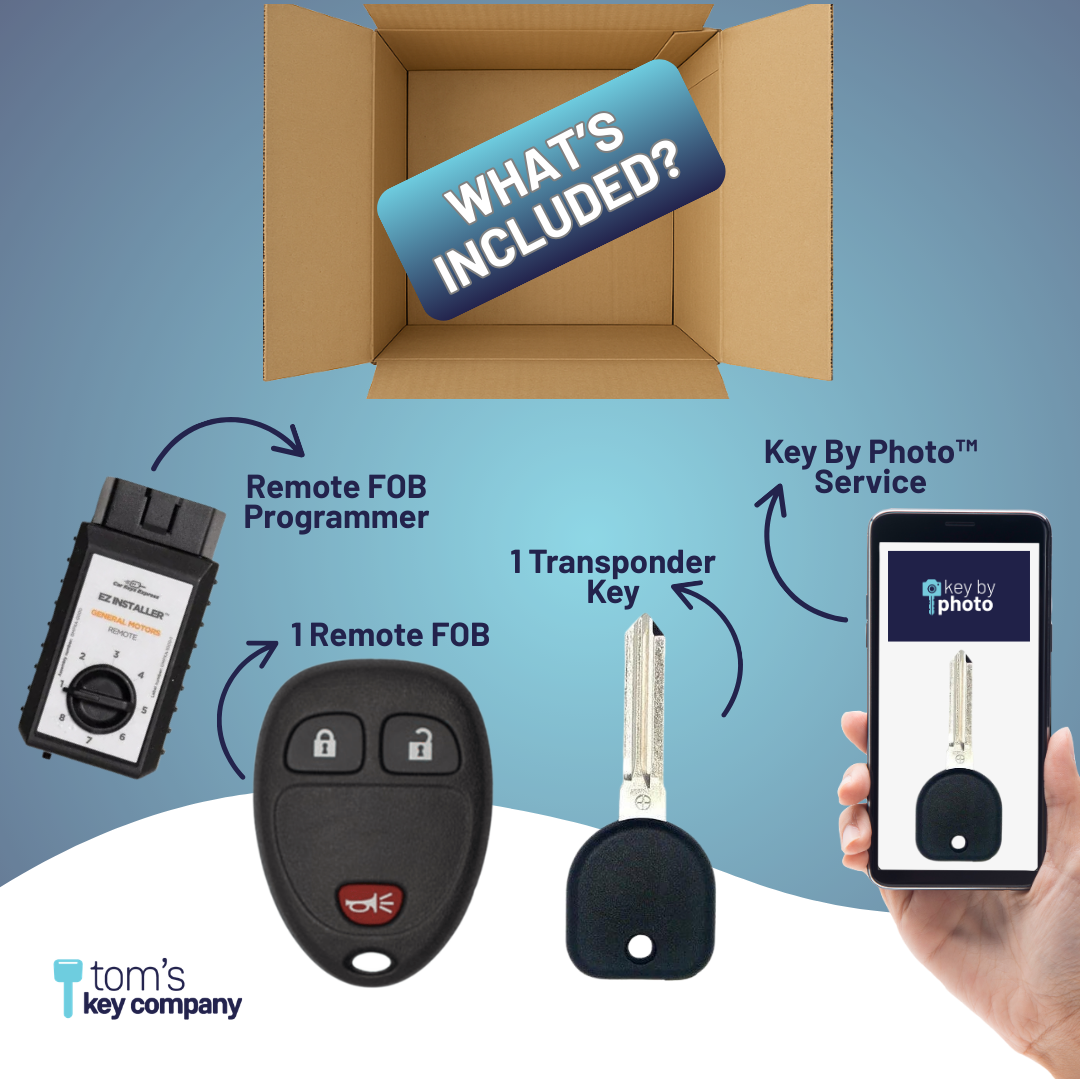 Ultimate Key Bundle DIY Car Key Replacement Kit with Keyless Entry Remote™ Programmer, Transponder Key, & Key By Photo™ Service | Chevrolet (GMRM-3Z0RE-B111-KBP-UKB)
