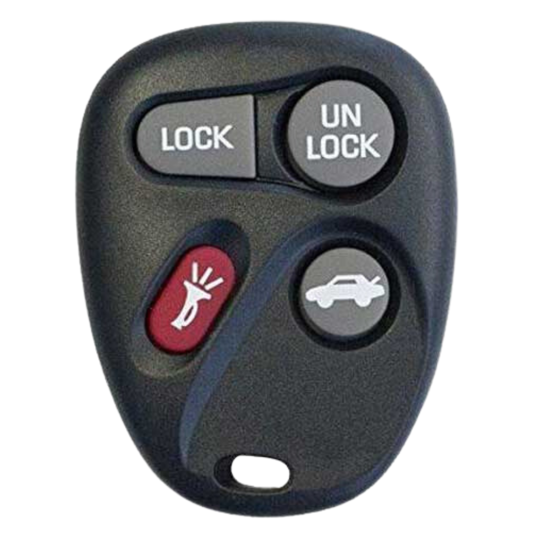 Brand New Aftermarket 4 Button Remote FOB for select Buick, Cadillac, Chevrolet, GMC, Oldsmobile, & Pontiac vehicles (GMRM-4TZ0RE-RMT)
