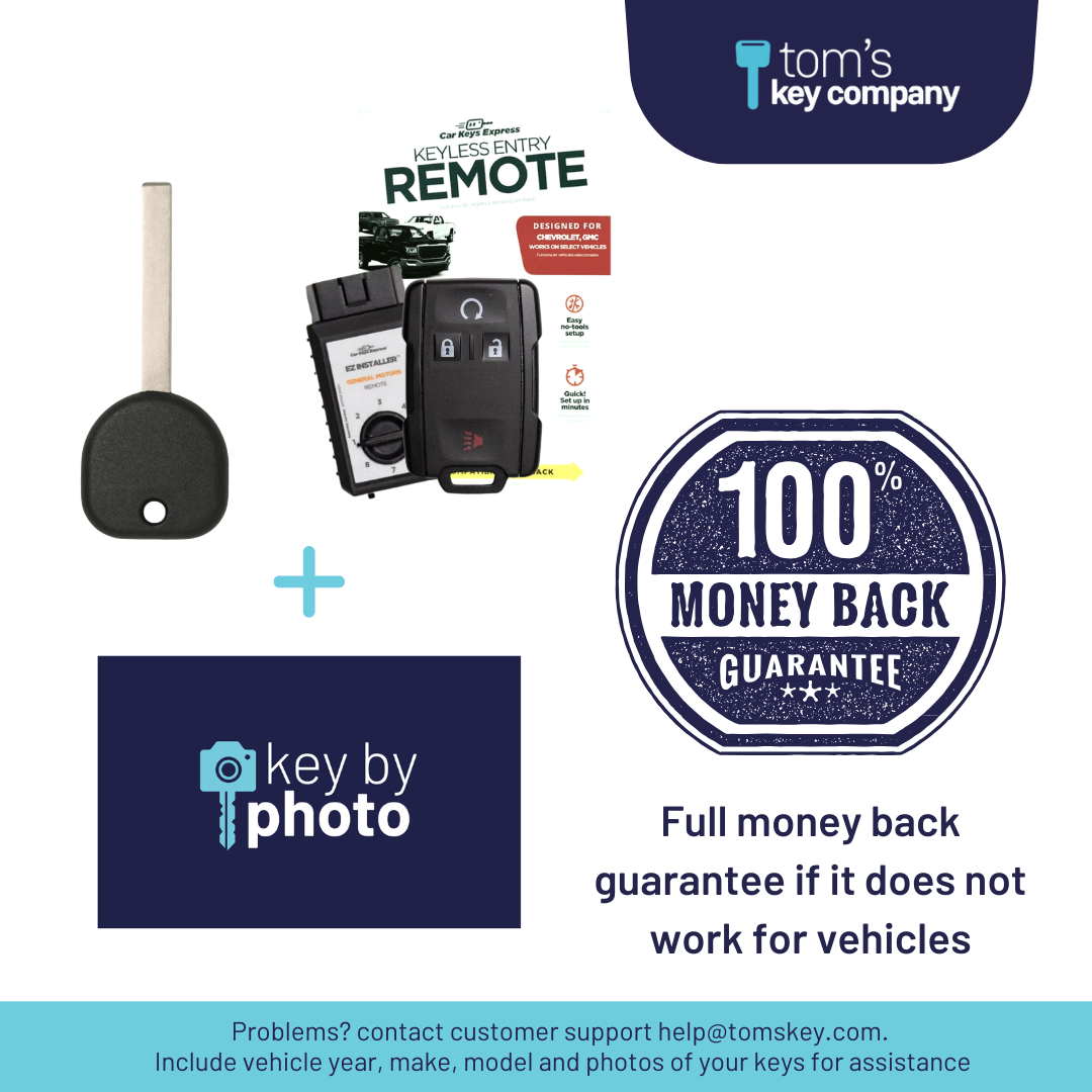 Ultimate Key Bundle DIY Car Key Replacement Kit with Keyless Entry Remote™ Programmer, Transponder Key, & Key By Photo™ Service | Chevrolet & GMC (GMRM-4TZ2RE-B119-KBP-UKB)