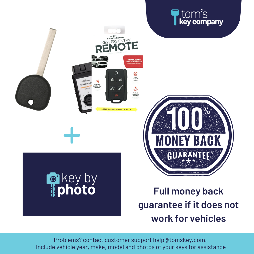 Ultimate Key Bundle DIY Car Key Replacement Kit with Keyless Entry Remote™ Programmer, Transponder Key, & Key By Photo™ Service | Chevrolet & GMC (GMRM-6THZ1RE-B119-KBP-UKB)
