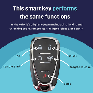 Brand New Aftermarket 5 Button (Remote Start & Tailgate Release) Smart Key for Chevrolet Silverado (GMSK-1070-RSTG-5B)