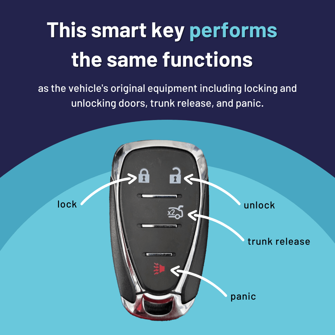 Brand New Aftermarket 4 Button (Trunk Release) Smart Key for Select Cadillac and Chevrolet (GMSK-900-TR-4B)