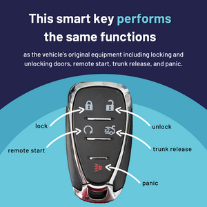 Brand New Aftermarket 5 Button (Remote Start & Trunk Release) Smart Key for Select Buick, Cadillac, and Chevrolet (GMSK-904-RSTR-5B)