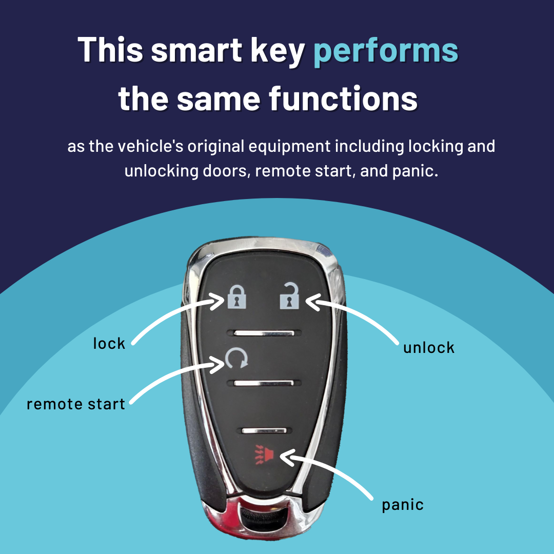 Brand New Aftermarket 4 Button (Remote Start) Smart Key for Select Buick, Cadillac, Chevrolet, and GMC (GMSK-910-RS-4B)