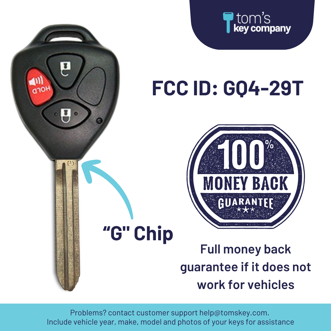 Toyota Venza & Matrix Key and Remote ("G" Chip Key with 3 Button Remote) GQ429T-3B-G