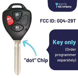 Toyota Venza & Matrix Key and Remote "dot" Chip Key with 3 Button Remote (GQ429T-3B-dot)