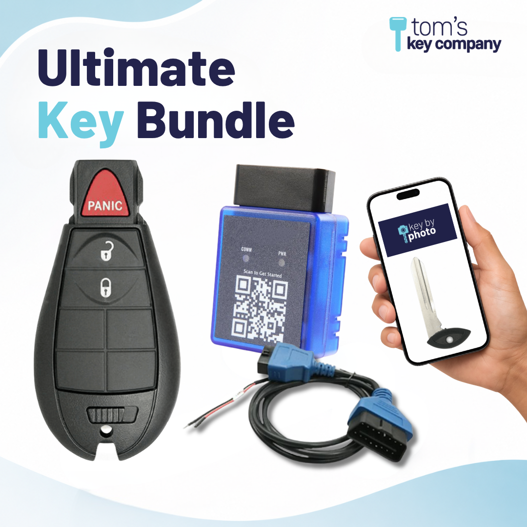 Ultimate DIY Car Key Replacement Kit for Dodge Ram, RAM 1500, 2500, 3500, Trucks (2018), & RAM Classic (2019-2024) – 3 Button FOBIK w/ PairMyKey, Bypass Cable & Key by Photo (GQ453T-3B-FOB-KBP-UKB)