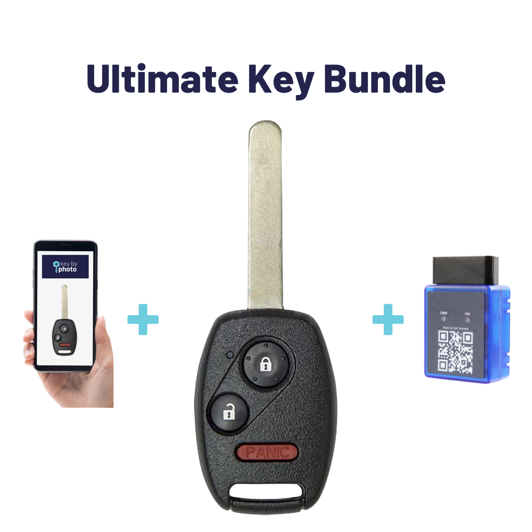 Ultimate Remote Key Bundle with Programming Tool, Aftermarket 3-Button Remote Key and Key By Photo for Select Honda Vehicles (HONCK-3B-478-K-UKB)