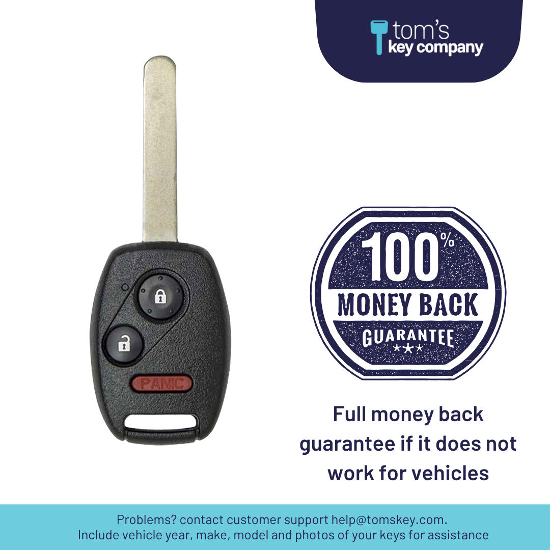 Brand New Aftermarket 3-Button Remote Key with Lock, Unlock, Panic for Select Honda Vehicles (HONCK-3B-478-K)