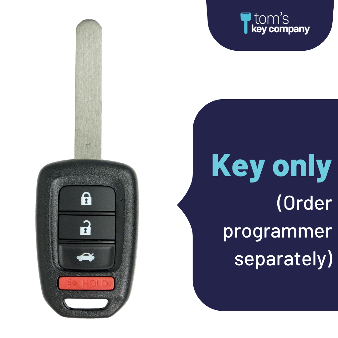 Brand New Aftermarket 4-Button Remote Key with Lock, Unlock, Trunk, Panic for Select Honda Vehicles (HONKEY-MLBHLIK6-1T-A-4B)