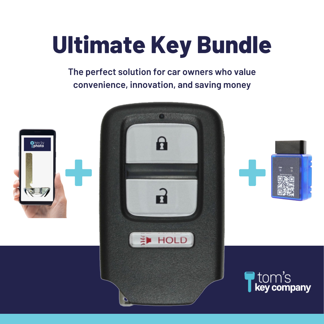 Ultimate Smart Key Bundle with Programming Tool, Refurbished 3-Button Smart Key Fob and Key By Photo for Select Honda Vehicles (HONSK-3B-503-K-UKB)