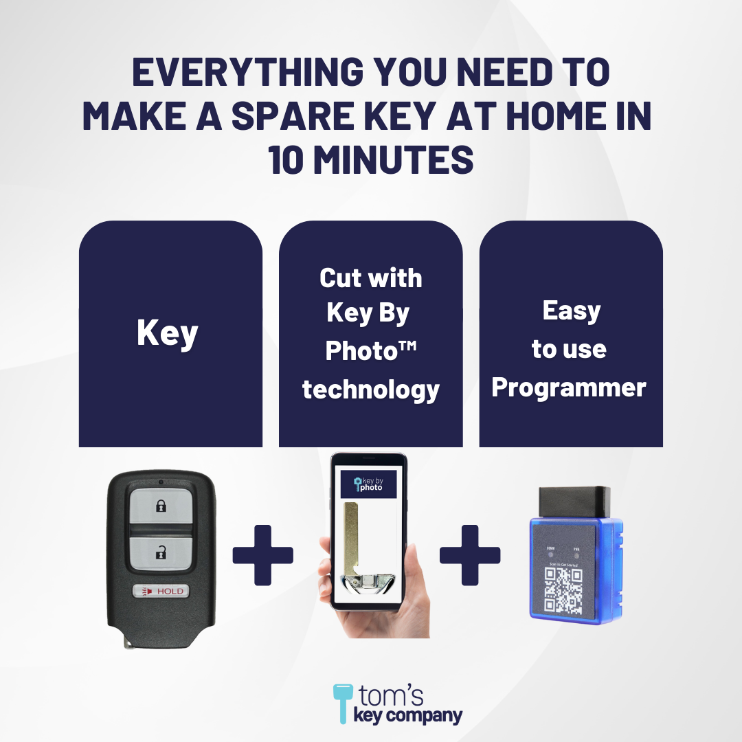 Ultimate Smart Key Bundle with Programming Tool, Refurbished 3-Button Smart Key Fob and Key By Photo for Select Honda Vehicles (HONSK-3B-503-K-UKB)